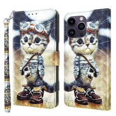 3D Painted Leather Phone Case, For iPhone 15 Pro Max, For iPhone 15 Pro